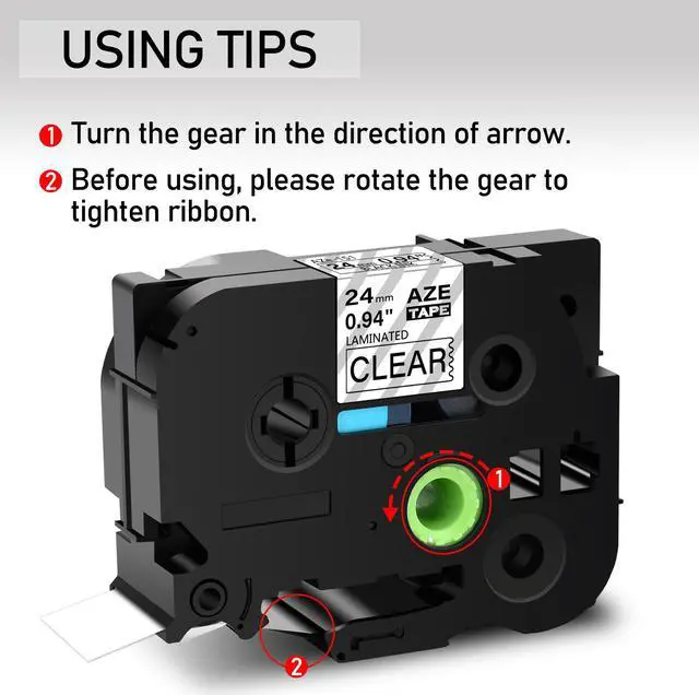Alt view image 4 of 7 - GREENCYCLE 4 Pack Compatible for Brother P-touch TZ TZe Ptouch Tapes TZe-151 TZe151 TZ-151 TZ151 AZe-151 24mm 1'' Black on Clear Laminated Label Tape