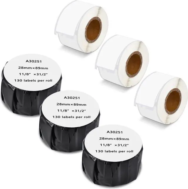 Main image of GREENCYCLE Compatible for Dymo 30251 Address Mailing UPC Labels 1 1/8" x 3 1/2" (1" Core) Premium Adhesive & Resolution for DYMO Labelwriter 450 Duo 4XL,6 Rolls, 130 Labels/Roll [NOT FIT 550 & 5XL]