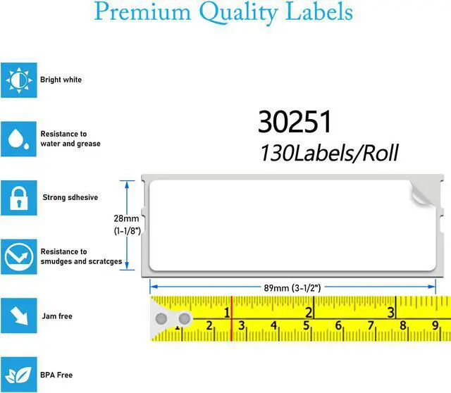 Alt view image 3 of 6 - GREENCYCLE Compatible for Dymo 30251 Address Mailing UPC Labels 1 1/8" x 3 1/2" (1" Core) Premium Adhesive & Resolution for DYMO Labelwriter 450 Duo 4XL, 100 Rolls, 130 Labels/Roll [NOT FIT 550 & 5XL]