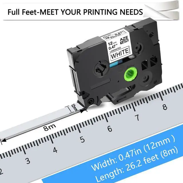Alt view image 4 of 7 - GREENCYCLE 10PK Black on White TZ TZe Tze-231 TZ-231 TZe231 TZ231 Laminated Label Tape 12mm 8m (1/2'' x 26.2ft) for Brother P-touch PT-P700 PT-P750W PT-D210 PT-D400 PT-D600 Label Maker