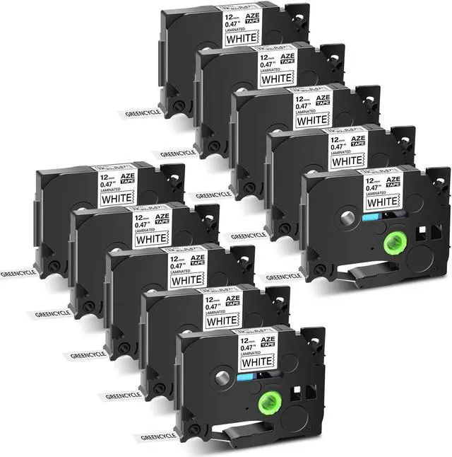 Main image of GREENCYCLE 10PK Black on White TZ TZe Tze-231 TZ-231 TZe231 TZ231 Laminated Label Tape 12mm 8m (1/2'' x 26.2ft) for Brother P-touch PT-P700 PT-P750W PT-D210 PT-D400 PT-D600 Label Maker
