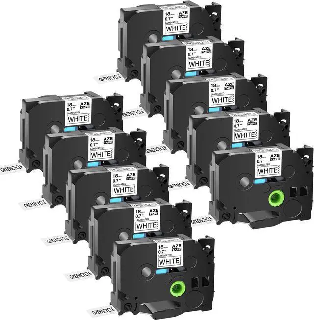 Main image of GREENCYCLE 10 Pack Compatible for Brother P-touch TZe-241 TZe241 TZ-241 TZ241 18mm 0.7'' Black on White TZ TZe Ptouch Tapes 3/4 inch x 26.2ft Laminated Label Tape