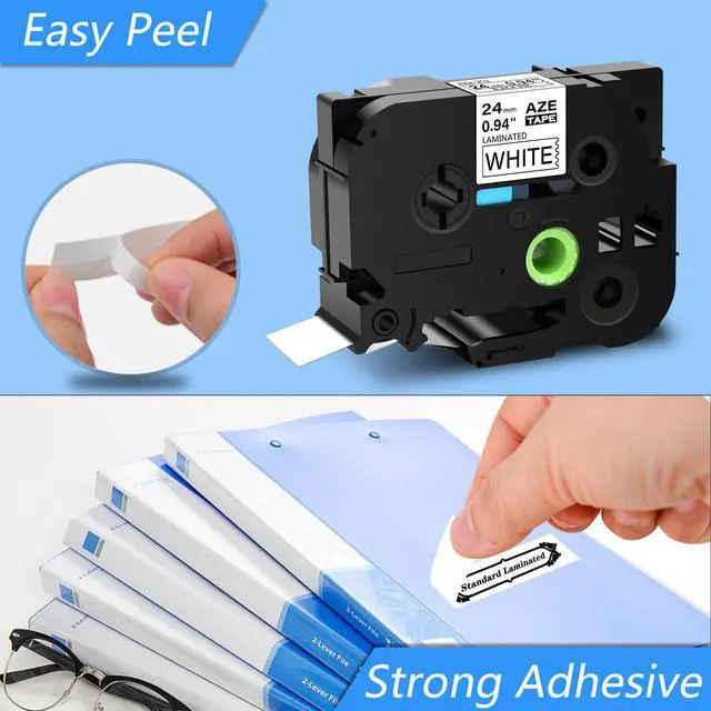 Alt view image 3 of 7 - GREENCYCLE 2PK Black on White TZe-251 TZ-251 TZe251 TZ251 Laminated Label Tape for Brother P-touch Label Maker(24mm x 8m)