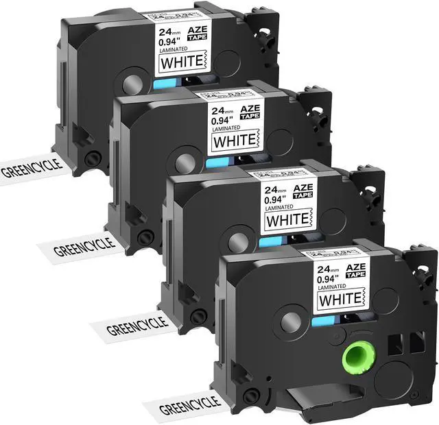 Main image of GREENCYCLE 4 Pack Compatible for Brother P-touch TZ TZe Ptouch Tapes TZe-251 TZe251 TZ-251 TZ251 AZe-251 24mm 1'' Black on White Laminated Label Tape