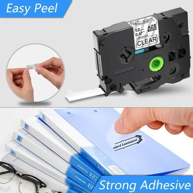 Alt view image 2 of 7 - GREENCYCLE 5 Pack Compatible for Brother P-touch TZe-131 TZe131 TZ-131 TZ131 12mm 0.47'' Black on Clear TZ TZe Ptouch Tapes 1/2 inch x 26.2ft Laminated Label Tape