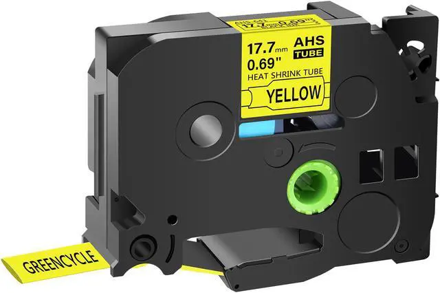 Main image of GREENCYCLE 50 Pack Compatible for Brother P-touch HSe-641 HSe641 HS-641 HS641 17.7mm 0.69'' x 1.5m Black on Yellow Heat Shrink Tubes for Wires Cables