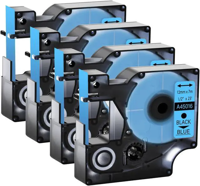 Main image of GREENCYCLE 4Pack Compatible for DYMO D1 Label Maker Refill 45016 S0720560 Black on Blue, 1/2 Inch x 23 Ft for DYMO LabelManager 160 280 210D 360D 420P Wireless PnP 220P 260P 500TS 450DUO