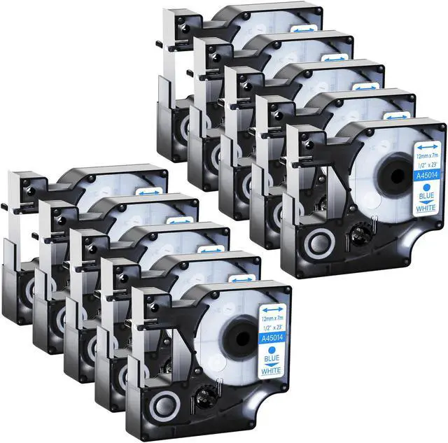 Main image of GREENCYCLE 10 Pack Compatible for DYMO D1 Label Maker Refill 45014 S0720540 Blue on White, 1/2 Inch x 23 Ft for DYMO LabelManager 160 280 210D 360D 420P Wireless PnP 220P 260P 500TS 450DUO