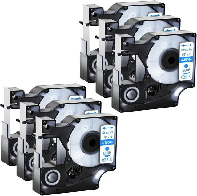 Main image of GREENCYCLE 6 Pack Compatible for DYMO D1 Label Maker Refill 45014 S0720540 Blue on White, 1/2 Inch x 23 Ft for DYMO LabelManager 160 280 210D 360D 420P Wireless PnP 220P 260P 500TS 450DUO