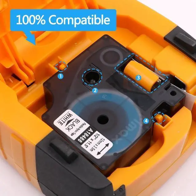 Alt view image 3 of 7 - GREENCYCLE 10PK Industrial Flexible Nylon Label for Dymo 18488 Black on White 1/2"x11.5ft Rhino 1000 3000 4200 5000 5200 6000 Printer