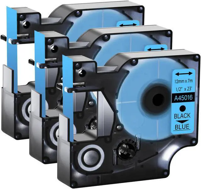 Main image of GREENCYCLE 3 Pack Compatible for DYMO D1 Label Maker Refill 45016 S0720560 Black on Blue, 1/2 Inch x 23 Ft for DYMO LabelManager 160 280 210D 360D 420P Wireless PnP 220P 260P 500TS 450DUO