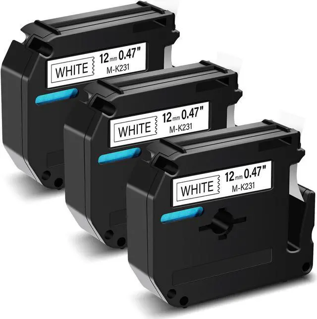 Main image of GREENCYCLE 3 Pack Compatible for Brother P-touch M Tape MK231 M231 M-K231 MK-231 M-K231S 12mm 0.47'' Black on White 1/2 inch x 26.2ft Label Tape