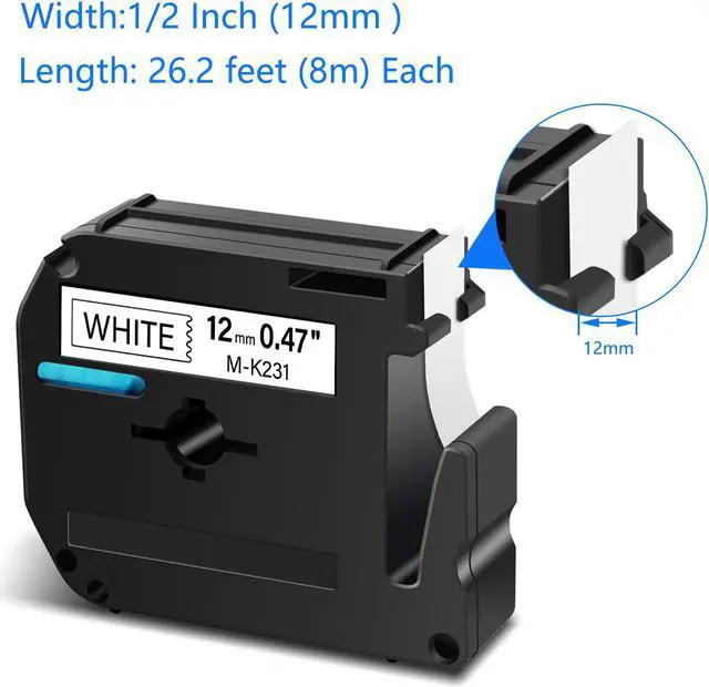 Alt view image 3 of 7 - GREENCYCLE 3 Pack Compatible for Brother P-touch M Tape MK231 M231 M-K231 MK-231 M-K231S 12mm 0.47'' Black on White 1/2 inch x 26.2ft Label Tape