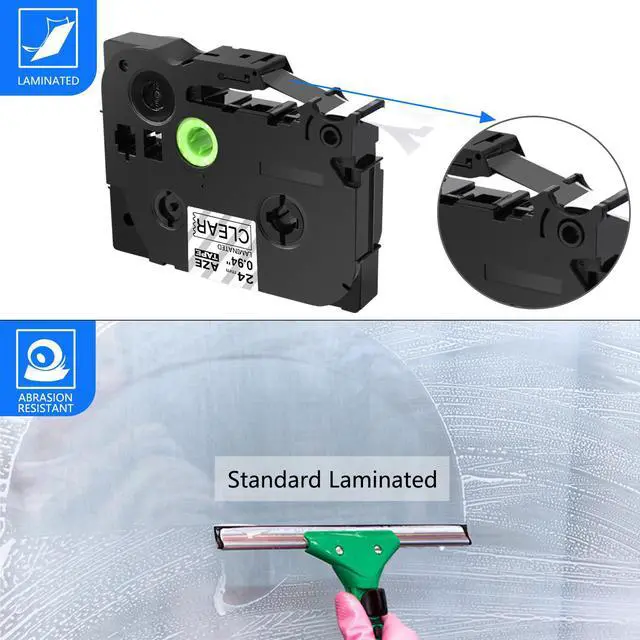Alt view image 2 of 7 - GREENCYCLE 4 Pack Compatible for Brother P-touch TZ TZe Ptouch Tapes TZe-151 TZe151 TZ-151 TZ151 AZe-151 24mm 1'' Black on Clear Laminated Label Tape