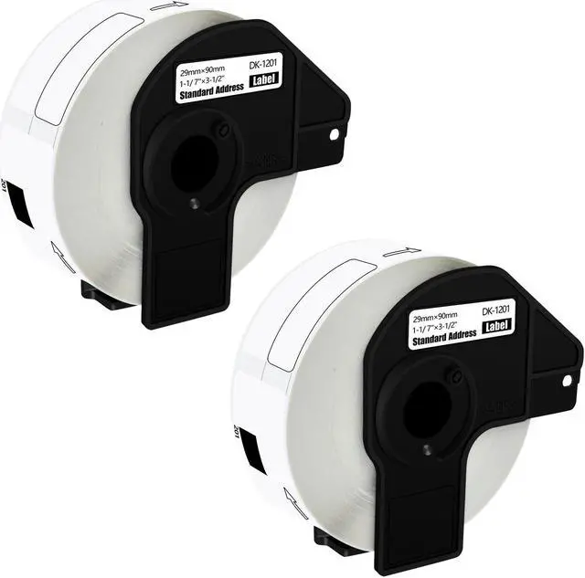 Main image of GREENCYCLE 2 Roll DK-1201 DK1201 Die-Cut Address Labels 1.14" x 3.5" (29 mm x 90 mm) Compatible for Brother QL-1050 QL-1050N QL-1060N QL-1100 QL-1110NWB, 400 Labels/Roll,with Cartridge Frame