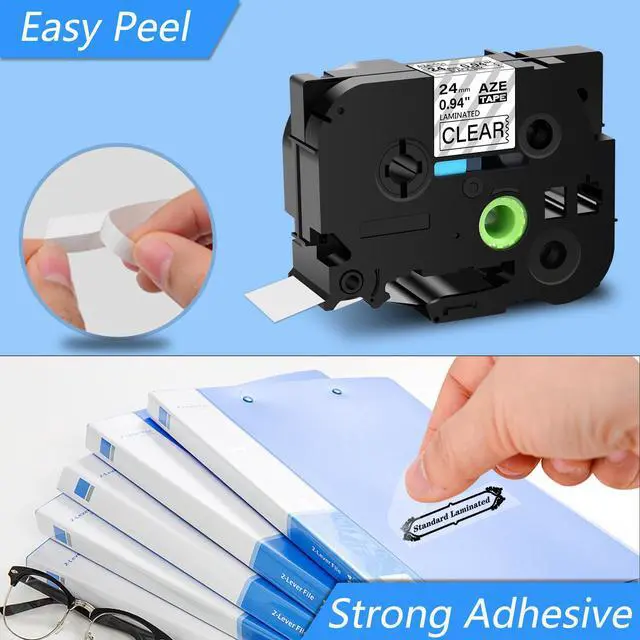 Alt view image 3 of 7 - GREENCYCLE 4 Pack Compatible for Brother P-touch TZ TZe Ptouch Tapes TZe-151 TZe151 TZ-151 TZ151 AZe-151 24mm 1'' Black on Clear Laminated Label Tape