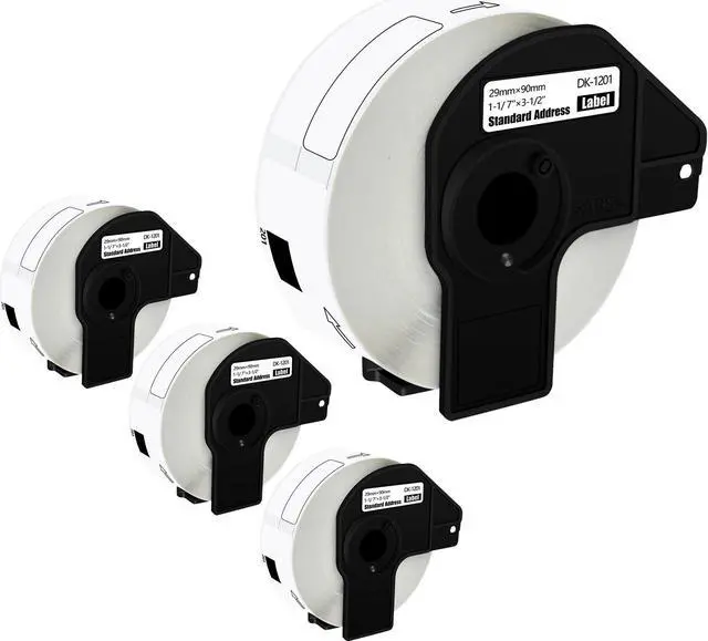 Main image of GREENCYCLE 4 Pack DK-1201 DK1201 Die-Cut Address Labels 1.14" x 3.5" (29 mm x 90 mm) Compatible for Brother QL-1050 QL-1050N QL-1060N QL-1100 QL-1110NWB, 400 Labels/Roll,with Cartridge Frame