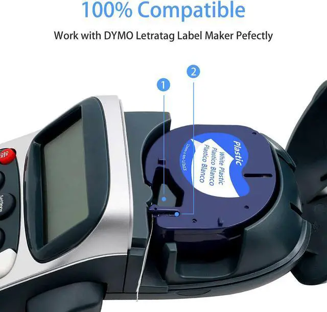 Alt view image 4 of 7 - GREENCYCLE 20 Pack Compatible for Dymo LetraTag Refills 91331 91201 91221 59422 S0721660 12mm Black on White 1/2 inch x 13ft Plastic Label Tape for LetraTag 100H LT-100T Plus LT110T QX50 Label Maker