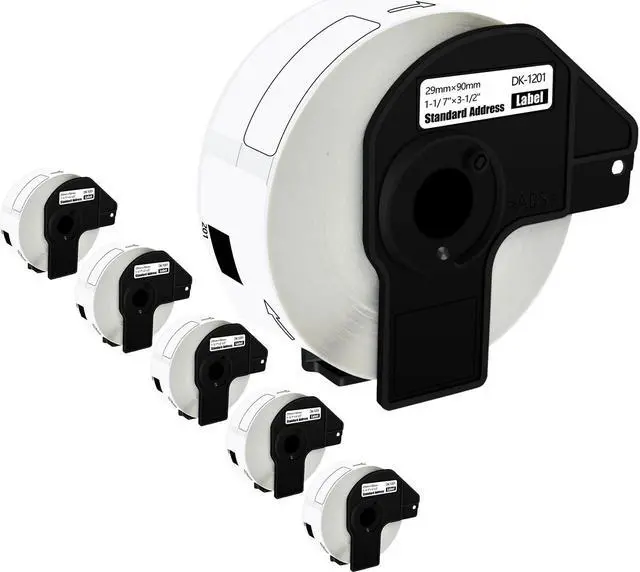 Main image of GREENCYCLE 6 Roll DK-1201 DK1201 Die-Cut Address Labels 1.14" x 3.5" (29 mm x 90 mm) Compatible for Brother QL-1050 QL-1050N QL-1060N QL-1100 QL-1110NWB, 400 Labels/Roll,with Cartridge Frame