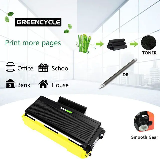 Alt view image 3 of 6 - GREENCYCLE 2 Pack New Compatible Brother TN580 TN-580 Toner Cartridge for Brother DCP-8060 HL-5200 HL-5240 MFC-8460N