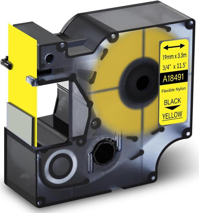 GREENCYCLE 100 Pack Compatible for Dymo Rhino IND 18491 Black on Yellow 3/4'' 19mm x 3.5m Industrial Flexible Nylon Label Tapes GREENCYCLE 100 Pack Compatible for Dymo Rhino IND 18491 Black on Yellow 3/4'' 19mm x 3.5m Industrial Flexible Nylon Label Tapes