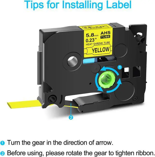 Alt view image 2 of 7 - GREENCYCLE 5 Pack Compatible for Brother P-touch HSe-211 HSE611 HS-211 HS211 5.8mm 0.23'' x 1.5m Black on Yellow Heat Shrink Tubes for Wires Cables