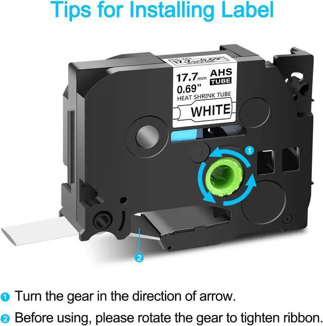 Alt view image 2 of 7 - GREENCYCLE 6 Pack Compatible for Brother P-touchHSe-241 HSe241 HS-241 HS241 17.7mm 0.69'' x 1.5m Black on White Heat Shrink Tubes for Wires Cables