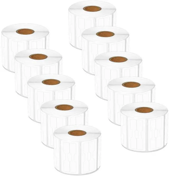 Main image of GREENCYCLE 10 Roll (1500 Labels/Roll) Compatible for Dymo Zebra 30299 3/8" x 3/4" (10mm x 19mm) Die-Cut Barbell Style Adhesive Jewelry Price Tag 2-up Labels