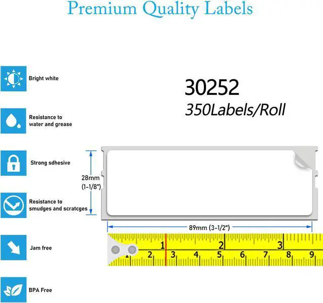 Alt view image 3 of 7 - GREENCYCLE Compatible for Dymo 30252 Address Mailing UPC Labels 1 1/8" x 3 1/2" (1" Core) Premium Adhesive & Resolution for DYMO Labelwriter 450 Duo 4XL, 100 Rolls, 350 Labels/Roll [NOT FIT 550 & 5XL]