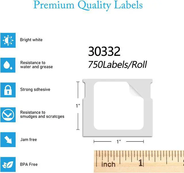 Alt view image 3 of 6 - GREENCYCLE 20 Roll Compatible for Dymo 30332 1" x 1" (25mm x 25mm) White Multipurpose Square Address Shipping Barcode Label for Labelwriter 450, 450 Turbo, 4XL, 750 Labels per Roll,NOT FIT 550 & 5XL