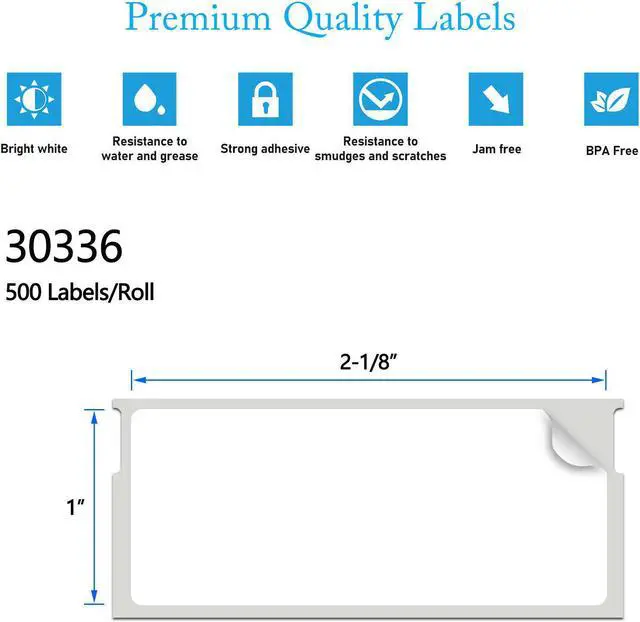Alt view image 3 of 6 - GREENCYCLE 50 Roll Compatible for Dymo 30336 1" x 2-1/8" White Multipurpose Address Barcode Label Compatible for 450, 450 Turbo, 4XL Printers, 500 Labels per Roll, NOT FIT 550 & 5XL