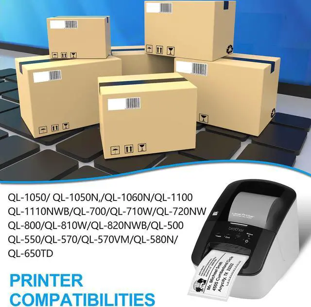 Alt view image 3 of 5 - GREENCYCLE 3 Rolls DK-1208 DK1208 Die-Cut Address Labels 1-1/2" x 3-1/2" (38 mm x 90 mm) Compatible for Brother QL-1050 QL-1050N QL-1060N QL-1100 QL-1110NWB, 400 Labels/Roll,with Cartridge Frame
