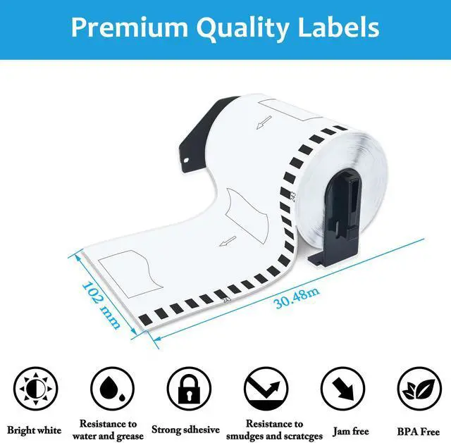Alt view image 4 of 7 - GREENCYCLE 7 Roll Compatible for Brother DK-2243 DK2243 4'' x 100' (102mm x 30.4m) Continuous White Paper Large Tape Shipping Address Thermal Direct Labels
