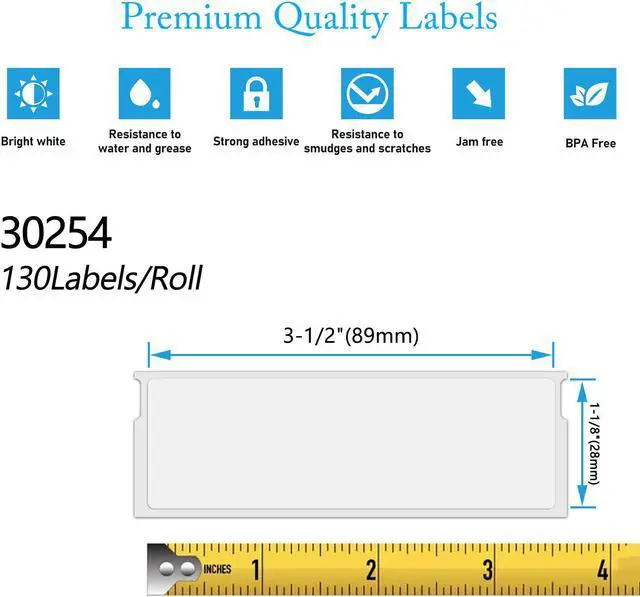 Alt view image 3 of 6 - GREENCYCLE Compatible for Dymo 30254 Address Mailing UPC Labels 1 1/8" x 3 1/2" (1" Core) Premium Adhesive & Resolution for DYMO Labelwriter 450 Duo 4XL, 50 Rolls, 130 Labels/Roll [NOT FIT 550 & 5XL]