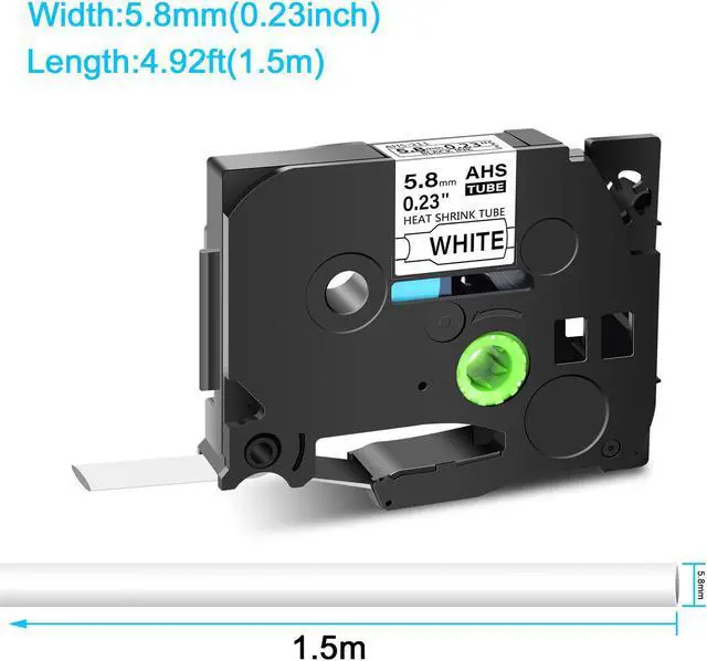 Alt view image 3 of 7 - GREENCYCLE 4 Pack Compatible for Brother P-touch HSe-211 HSe211 HS-211 HS211 5.8mm 0.23'' x 1.5m Black on White Heat Shrink Tubes for Wires Cables