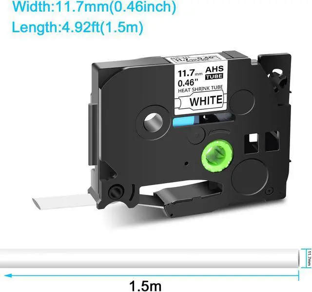 Alt view image 3 of 7 - GREENCYCLE 10 Pack Compatible for Brother P-touch HSe-231 HSe231 HS-231 HS231 11.7mm 0.46'' x 1.5m Black on White Heat Shrink Tubes for Wires Cables