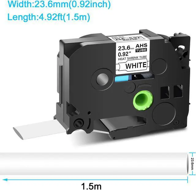 Alt view image 3 of 7 - GREENCYCLE 2 Pack Compatible for Brother P-touch HSe-251 HSe251 HS-251 HS251 23.6mm 0.92'' x 1.5m Black on White Heat Shrink Tubes for Wires Cables