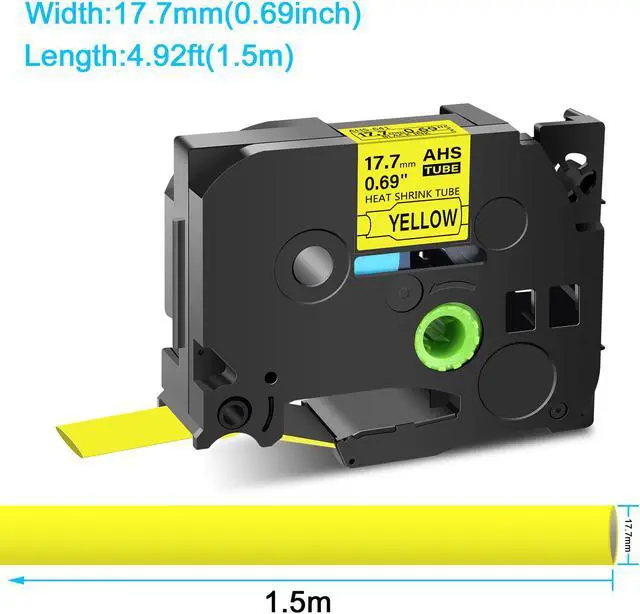 Alt view image 3 of 7 - GREENCYCLE 3 Pack Compatible for Brother P-touchHSe-241 HSE641 HS-241 HS241 17.7mm 0.69'' x 1.5m Black on Yellow Heat Shrink Tubes for Wires Cables