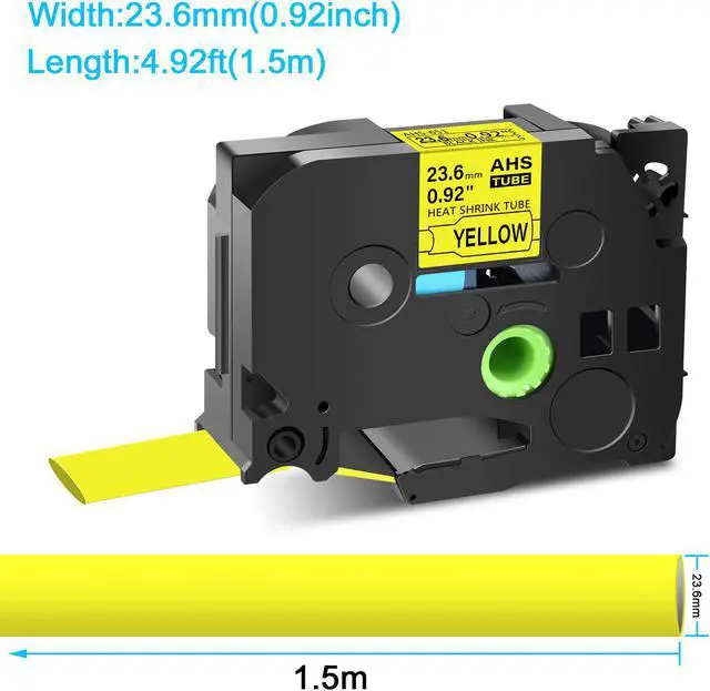 Alt view image 3 of 7 - GREENCYCLE 30 Pack Compatible for Brother P-touch HSe-251 HSE651 HS-251 HS251 23.6mm 0.92'' x 1.5m Black on Yellow Heat Shrink Tubes for Wires Cables