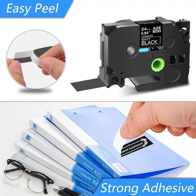 Alt view image 2 of 7 - GREENCYCLE 3 Pack Compatible for Brother P-touch TZ TZe Ptouch Tapes TZe-355 TZe355 TZ-355 TZ355 AZe-355 24mm 1'' White on Black Laminated Label Tape