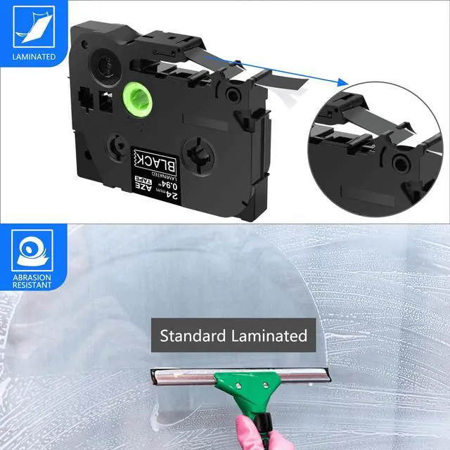 Alt view image 3 of 7 - GREENCYCLE 3 Pack Compatible for Brother P-touch TZ TZe Ptouch Tapes TZe-355 TZe355 TZ-355 TZ355 AZe-355 24mm 1'' White on Black Laminated Label Tape