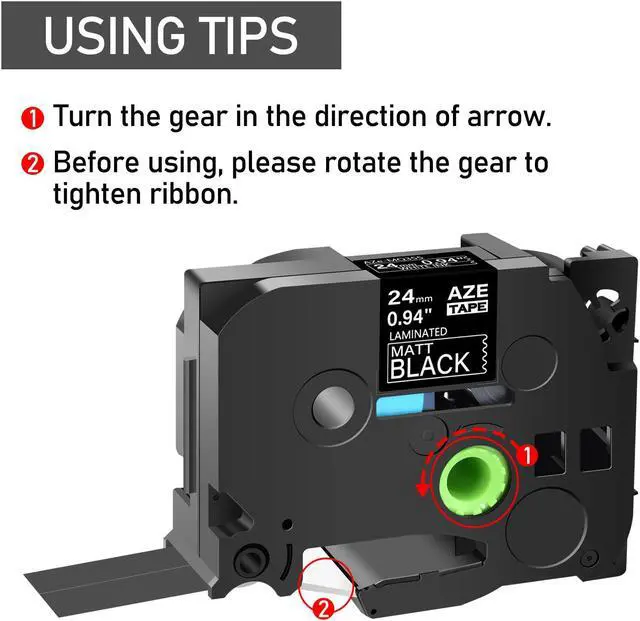 Alt view image 4 of 7 - GREENCYCLE 3 Pack Compatible for Brother P-touch TZ TZe Ptouch Tapes TZe-355 TZe355 TZ-355 TZ355 AZe-355 24mm 1'' White on Black Laminated Label Tape