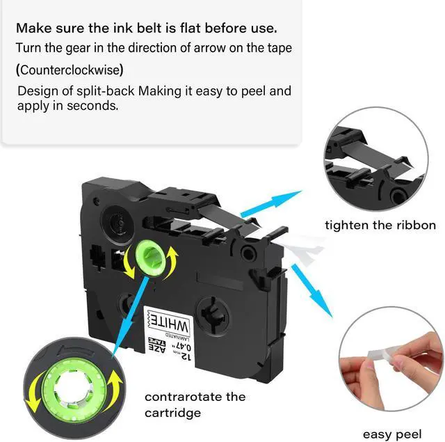 Alt view image 4 of 7 - GREENCYCLE 6 Pack Compatible for Brother P-touch TZe-231 TZe231 TZ-231 TZ231 12mm 0.47'' Black on White TZ TZe Ptouch Tapes 1/2 inch x 26.2ft Laminated Label Tape