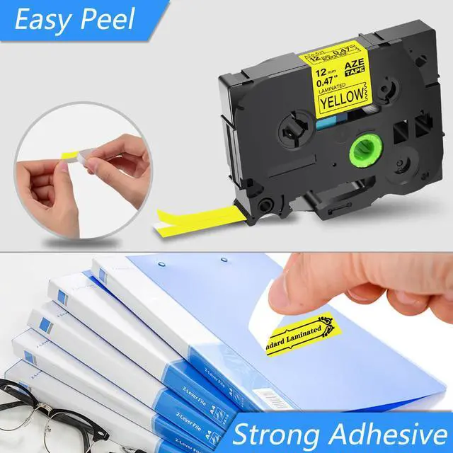 Alt view image 2 of 7 - GREENCYCLE 4 Pack Compatible for Brother P-touch TZe-FX631 TZ-FX631 TZ-631 TZe-631 Flexible ID 12mm 0.47'' Black on Yellow TZ TZe Ptouch Tapes 1/2 inch x 26.2ft Laminated Label Tape