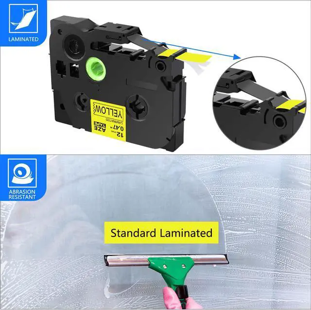 Alt view image 3 of 7 - GREENCYCLE 4 Pack Compatible for Brother P-touch TZe-FX631 TZ-FX631 TZ-631 TZe-631 Flexible ID 12mm 0.47'' Black on Yellow TZ TZe Ptouch Tapes 1/2 inch x 26.2ft Laminated Label Tape