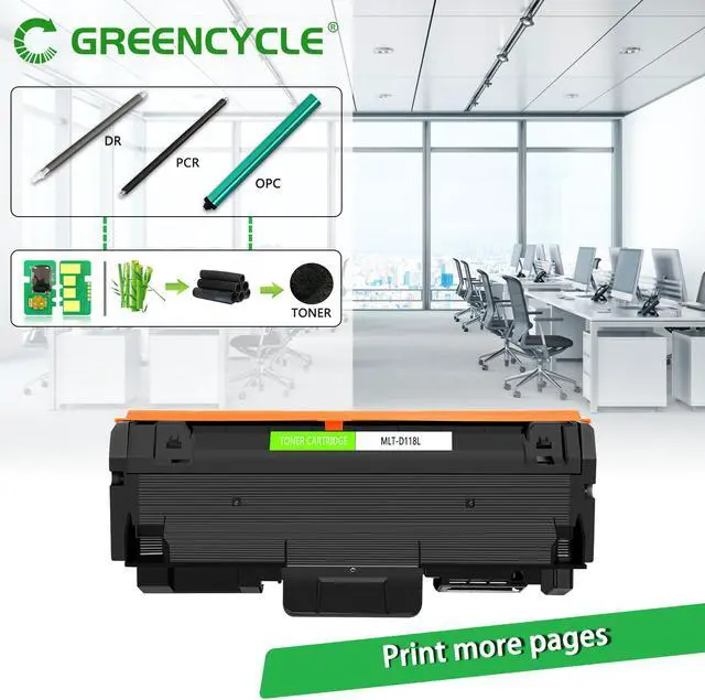 Alt view image 3 of 7 - GREENCYCLE 1 Pack Compatible Black Toner Cartridge Replacement for Samsung 118S 118L MLT-D118L use in Xpress M3015DW M0365FW M3065FW Printer