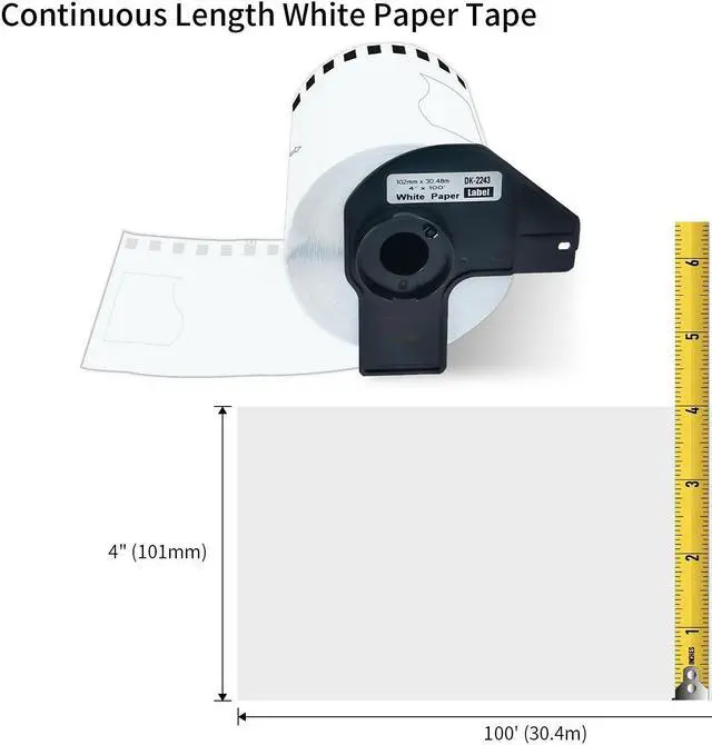 Alt view image 2 of 7 - GREENCYCLE 7 Roll Compatible for Brother DK-2243 DK2243 4'' x 100' (102mm x 30.4m) Continuous White Paper Large Tape Shipping Address Thermal Direct Labels
