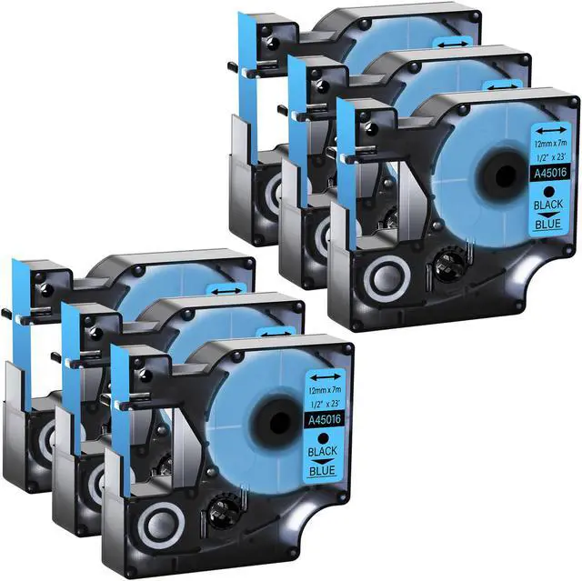 Main image of GREENCYCLE 6 Pack Compatible for DYMO D1 Label Maker Refill 45016 S0720560 Black on Blue, 1/2 Inch x 23 Ft for DYMO LabelManager 160 280 210D 360D 420P Wireless PnP 220P 260P 500TS 450DUO