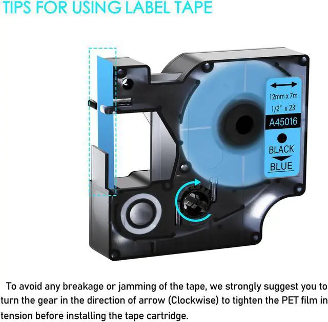 Alt view image 5 of 6 - GREENCYCLE 2 Pack Compatible for DYMO D1 Label Maker Refill 45016 S0720560 Black on Blue, 1/2 Inch x 23 Ft for DYMO LabelManager 160 280 210D 360D 420P Wireless PnP 220P 260P 500TS 450DUO