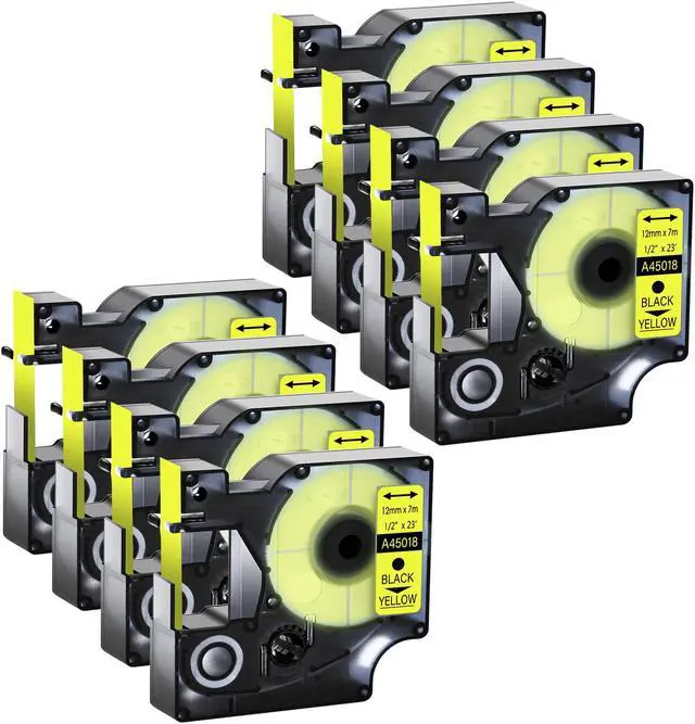 Main image of GREENCYCLE 8 Pack Compatible for DYMO D1 Label Maker Refill 45018 S0720580 Blue on Yellow, 1/2 Inch x 23 Ft for DYMO LabelManager 160 280 210D 360D 420P Wireless PnP 220P 260P 500TS 450DUO